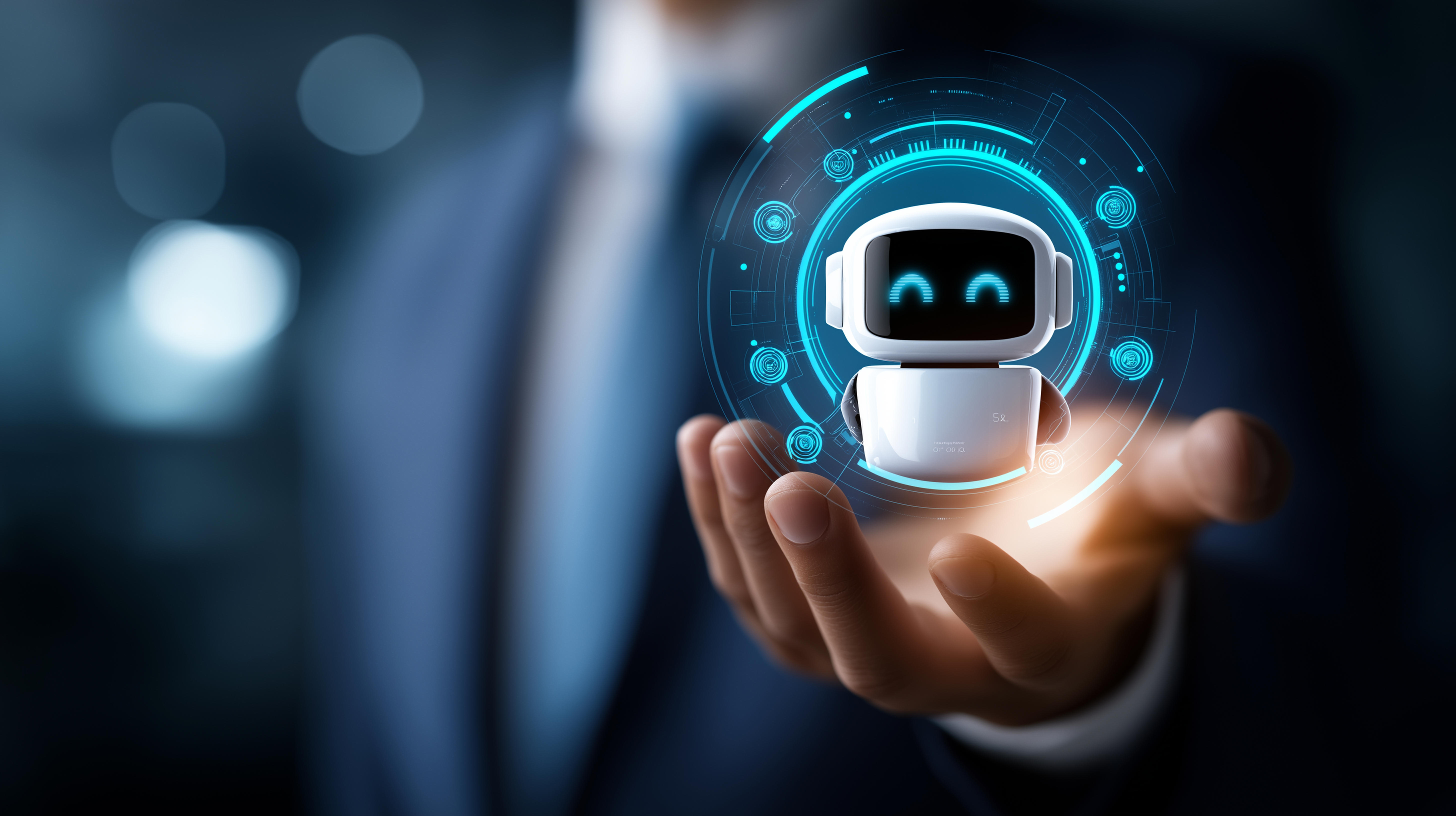 hand holding ai agent robot