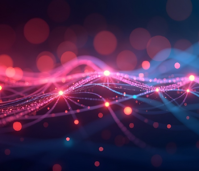 Abstract bright colorful waves in red and blue colors