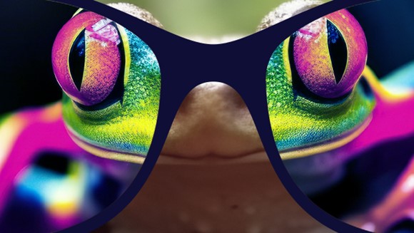 front view of frog with large sunglasses