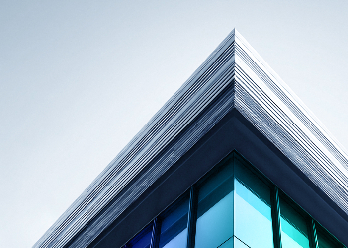 Upshot of the edge of a modern building