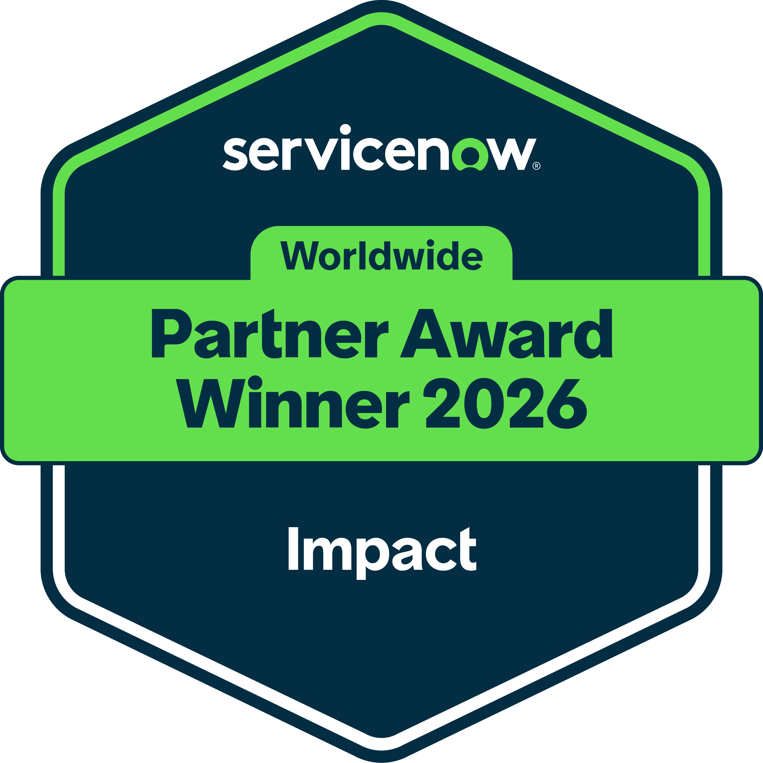 ServiceNow Worldwide Partner award winner 2026 Impact Badge